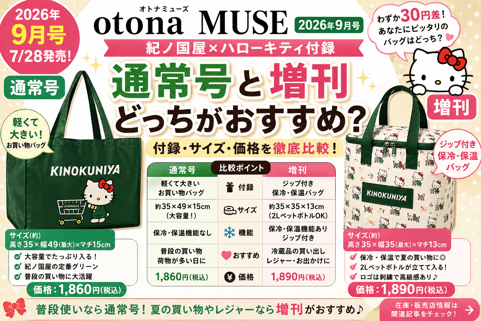 オトナミューズ9月号2026は通常号と増刊どっちがおすすめ？付録・サイズ・価格を比較