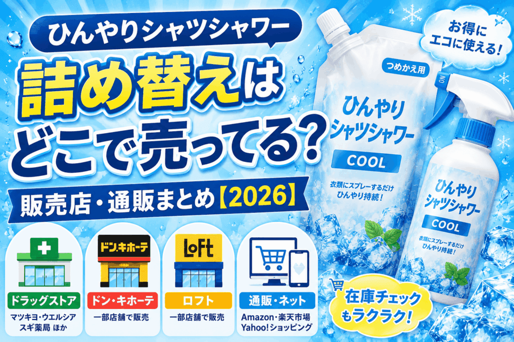 ひんやりシャツシャワー詰め替えはどこで売ってる?販売店・通販まとめ【2026】