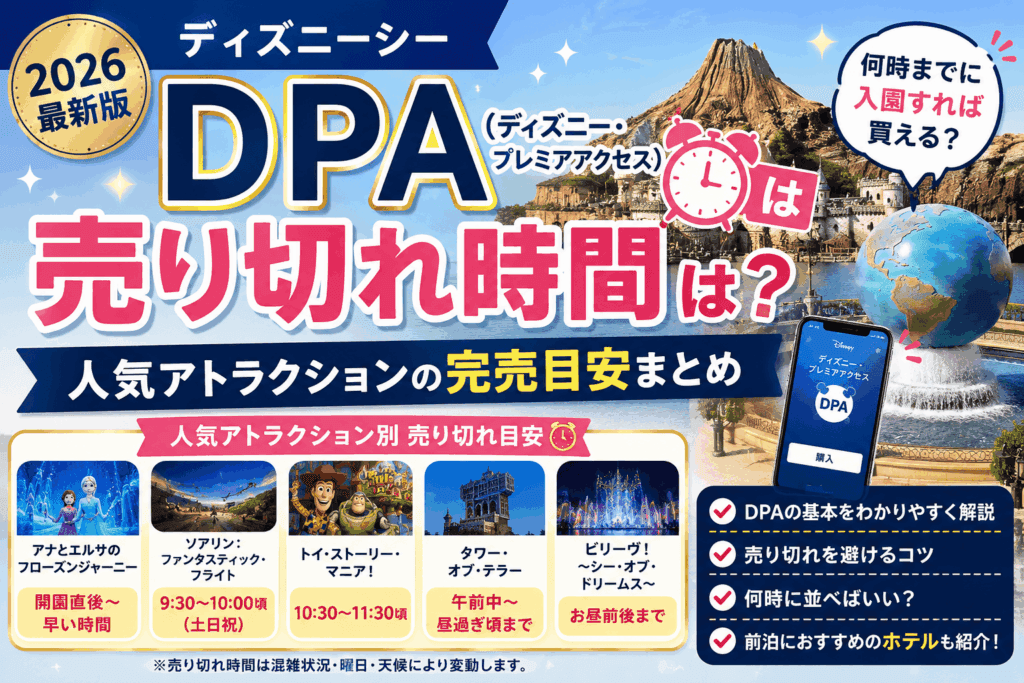 ディズニーシーDPAの売り切れ時間は?人気アトラクションの完売目安まとめ【2026】