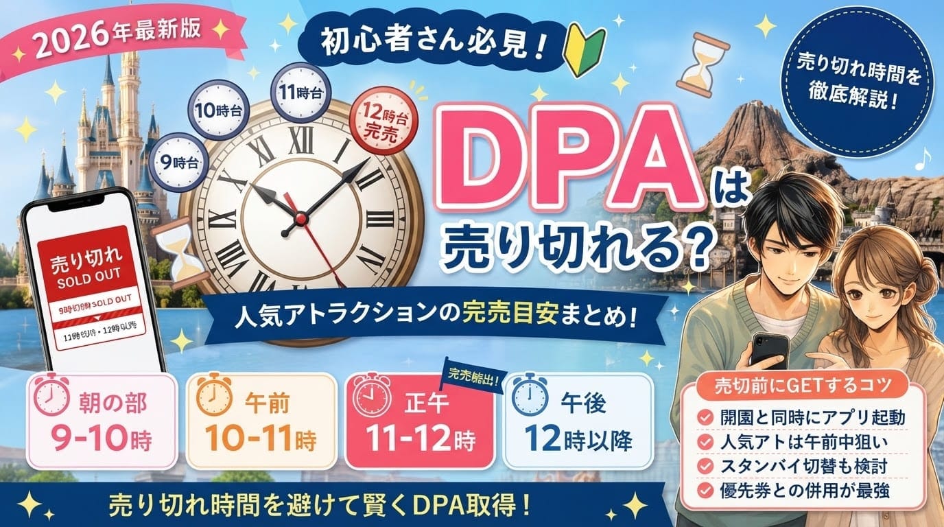 ディズニーランドDPAの売り切れ時間は？人気アトラクションの完売目安まとめ【2026】
