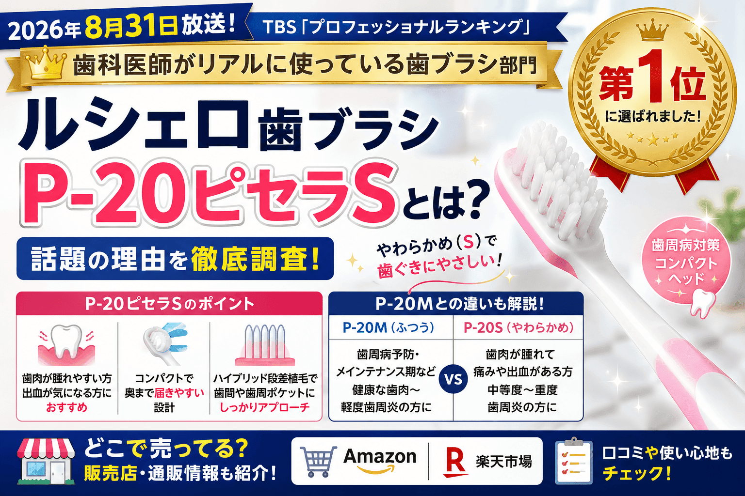 ルシェロ歯ブラシP-20ピセラSとは？歯科医師ランキング1位で話題の理由を調査【2026】